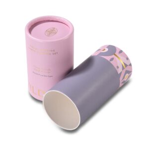 Pink Skincare Tool Cylinder Box – modern eco-friendly cosmetic paper tube for beauty tools and skincare packaging.2