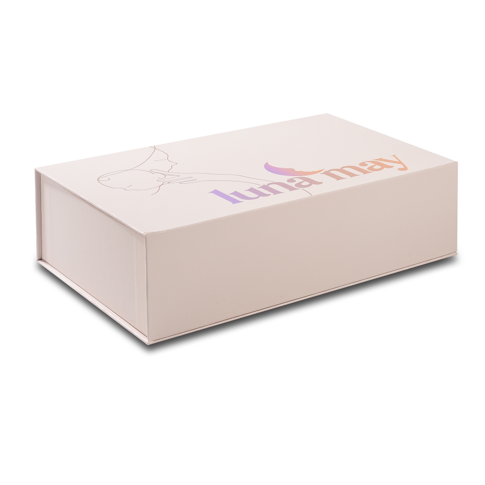 custom magnetic box with luxury rigid cardboard and logo printing for cosmetic gift packaging.