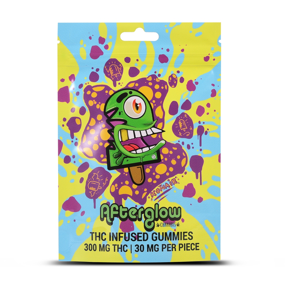 Sachet mylar coloré personnalisé pour les gommes infusées au THC avec dessin animé et design anti-odeur