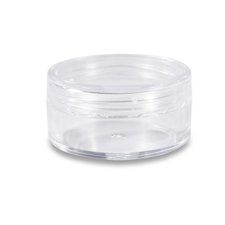 Pots de concentré en plastique transparent avec couvercles à vis