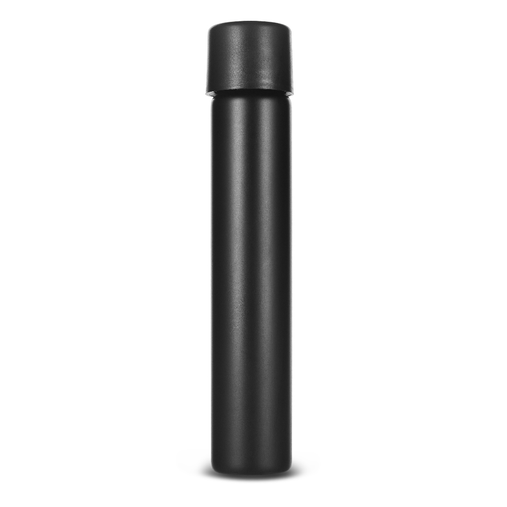 matte black pre-roll tube for weed joints, infused cones and blunts, smell proof child resistant packaging