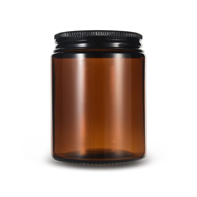 Amber Glass Weed Stash Jar with Black Screw Cap