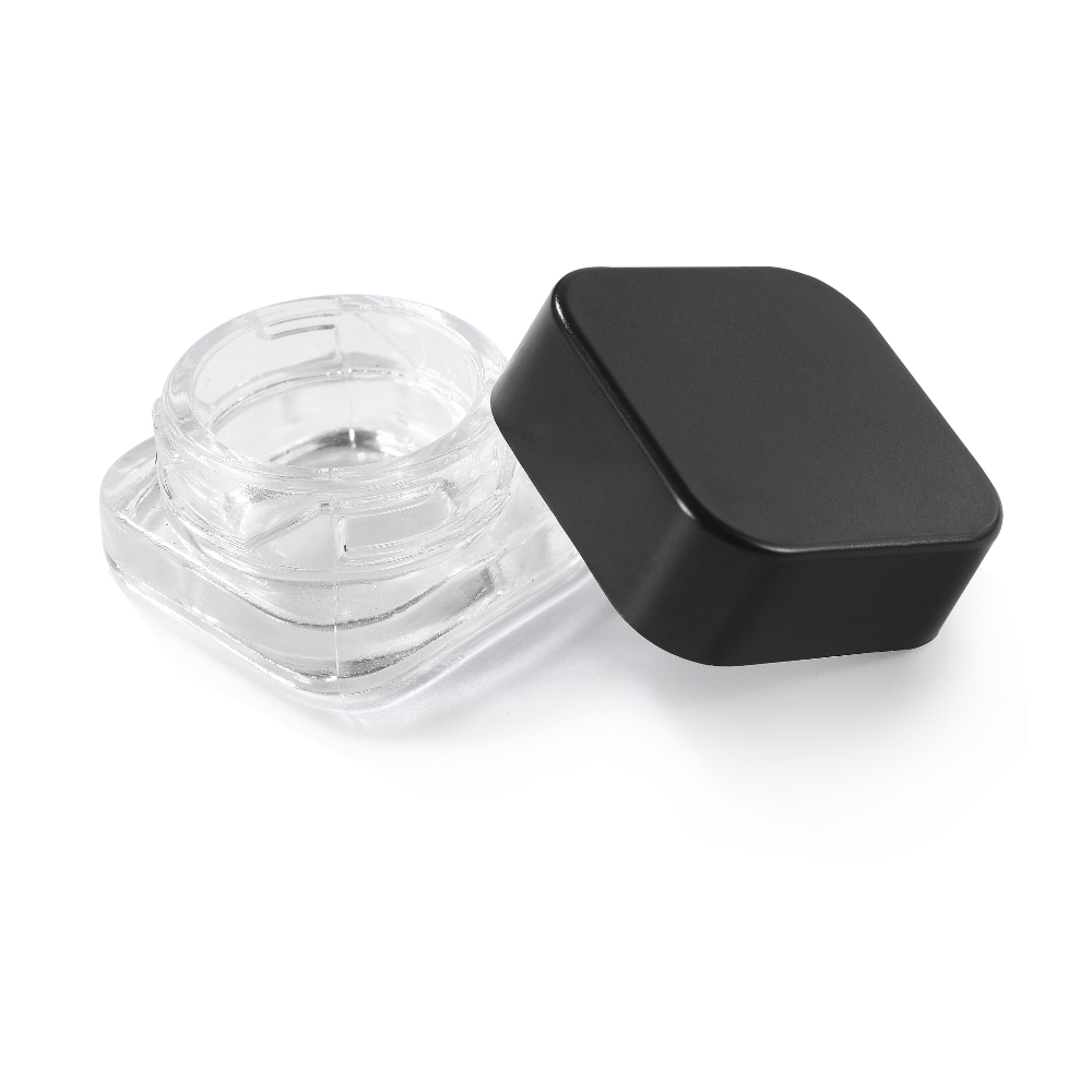 Square Glass Cannabis Concentrate Jar with Black Lid - wejoypackaging.com square glass cannabis concentrate jar with black lid for wax, shatter, rosin and dab extracts