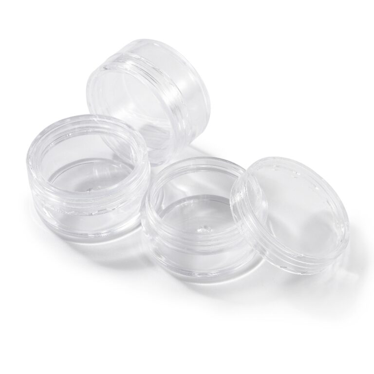 Pots de concentré en plastique transparent avec couvercles à vis