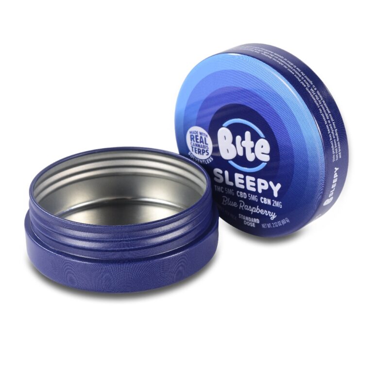 Round Cannabis Gummy Tin Container for THC & CBD Edibles